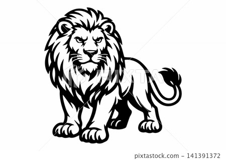 Vector illustration of a lion mascot standing proudly. Vector illustration of a lion mascot standing proudly. 141391372