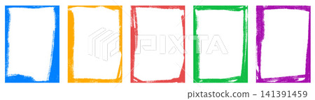 Grunge crayon frames with gritty kid doodle borders in childish drawn look. Multi color photo frame set in blue, red, yellow, green and purple strokes. Vector grunge collection for school decoration Grunge crayon frames with gritty kid doodle borders in childish drawn look. Multi color photo frame set in blue, red, yellow, green and purple strokes. Vector grunge collection for school decoration 141391459
