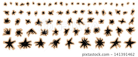 Hand drawn crayon stars and torn paper cutout spark doodles for scrapbook collage. Beige sketch shapes and quirky journal elements in a set. Vector star cutout collection isolated for craft notebook Hand drawn crayon stars and torn paper cutout spark doodles for scrapbook collage. Beige sketch shapes and quirky journal elements in a set. Vector star cutout collection isolated for craft notebook 141391462