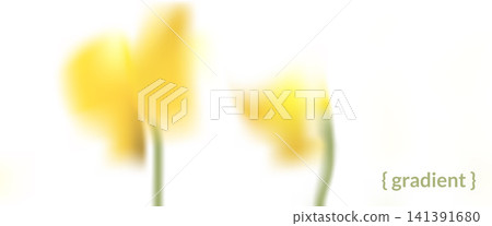 Soft gradation of two unfocused yellow tulip flowers on blur white background. Gentle floral gradient with pastel light for a presentation cover. Dreamy ethereal vector backdrop in calm spring mood Soft gradation of two unfocused yellow tulip flowers on blur white background. Gentle floral gradient with pastel light for a presentation cover. Dreamy ethereal vector backdrop in calm spring mood 141391680
