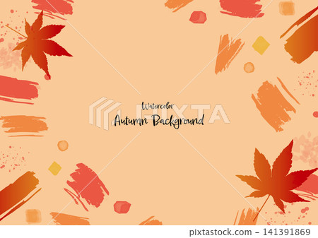 Autumn frame background painted with watercolor brushes Autumn frame background painted with watercolor brushes 141391869