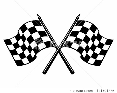 Vector illustration of crossed checkered racing flags. Vector illustration of crossed checkered racing flags. 141391876