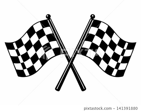 Vector illustration of crossed checkered racing flags. Vector illustration of crossed checkered racing flags. 141391880