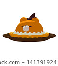 Halloween pumpkin pie shaped like a bear's face 141391924