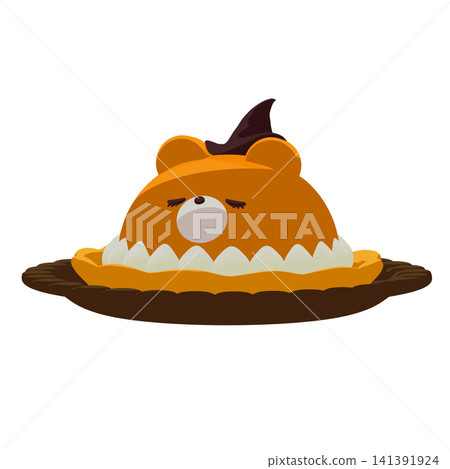 Halloween pumpkin pie shaped like a bear's face Halloween pumpkin pie shaped like a bear's face 141391924