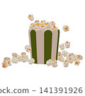 Popcorn overflowing from the container 141391926