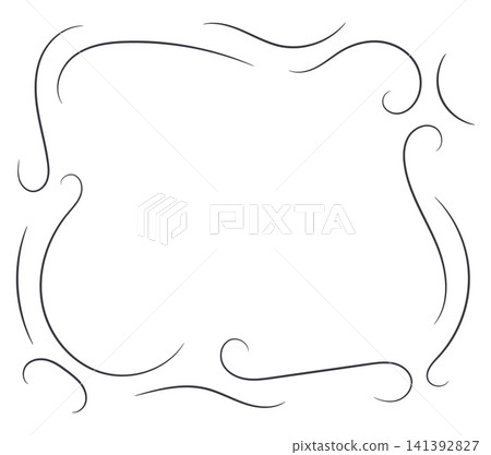 Elegant handdrawn calligraphic border on a white background. This minimalist vector frame evokes grace and classic sophistication, perfect for vintage wedding invitations. Nobody. Elegant handdrawn calligraphic border on a white background. This minimalist vector frame evokes grace and classic sophistication, perfect for vintage wedding invitations. Nobody. 141392827