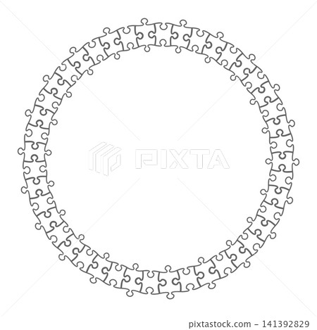 A minimalist vector illustration of a circular jigsaw puzzle border. This clean outline frame symbolizes unity and teamwork, perfect for business concepts and school designs. A minimalist vector illustration of a circular jigsaw puzzle border. This clean outline frame symbolizes unity and teamwork, perfect for business concepts and school designs. 141392829
