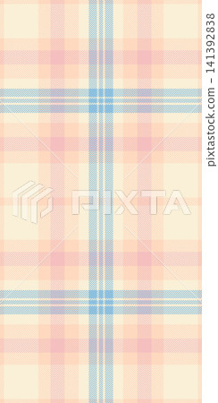Silky texture textile tartan, complexity check vector fabric. Rough seamless pattern plaid background in light and papaya whip colors. Silky texture textile tartan, complexity check vector fabric. Rough seamless pattern plaid background in light and papaya whip colors. 141392838