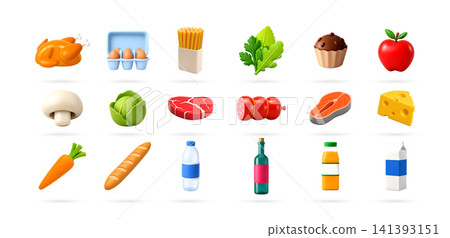 Collection of 3D food and drink icons. Collection of 3D food and drink icons. 141393151
