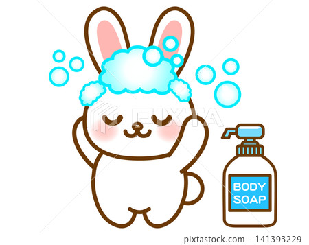 Illustration of a rabbit washing its head (5) Illustration of a rabbit washing its head (5) 141393229