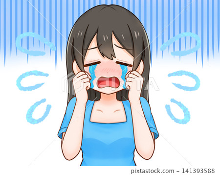 哭泣女孩的插圖 哭泣女孩的插圖 141393588