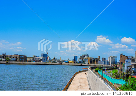 Nakagawa Promenade and the summer blue sky Nakagawa Promenade and the summer blue sky 141393615
