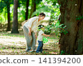 Parent and child taking insects 141394200