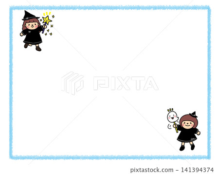 Cute Halloween witch girl and ghost illustrations, memo, and speech bubble frames. Cute Halloween witch girl and ghost illustrations, memo, and speech bubble frames. 141394374
