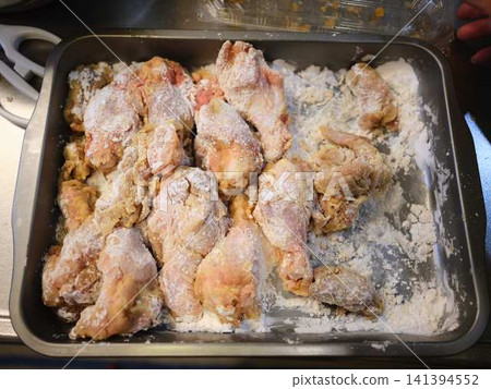 Fried chicken, seasoning and flour coating Fried chicken, seasoning and flour coating 141394552