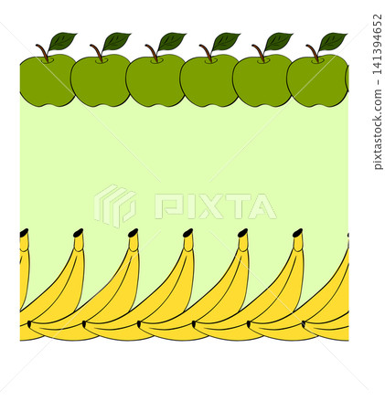 apple and banana Seamless horizontal border frame template colored hand drawn illustration. Vector graphic line ink art. background for banners, print fabric, labels, t-shirt printing. holiday banner apple and banana Seamless horizontal border frame template colored hand drawn illustration. Vector graphic line ink art. background for banners, print fabric, labels, t-shirt printing. holiday banner 141394652