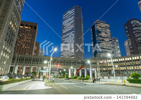 新宿副城區摩天大樓和東京都廳大樓的夜景 141394882