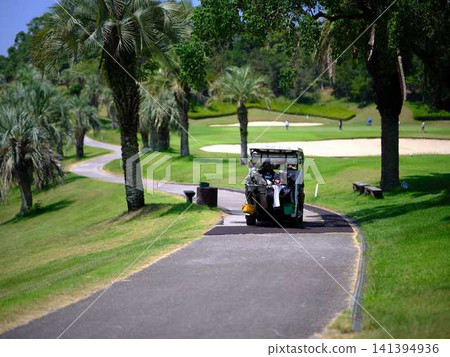 Golf cart on the golf course Golf cart on the golf course 141394936