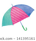 Colorful watercolor-style umbrella illustration | Rainy season, rainy day, rain gear material 141395161
