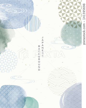 Japanese patterns and watercolors for a refreshing Japanese-style background Japanese patterns and watercolors for a refreshing Japanese-style background 141395698