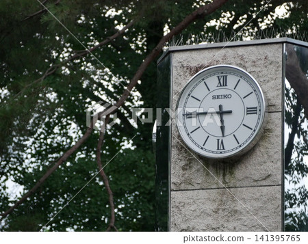 A park clock nestled among the trees A park clock nestled among the trees 141395765
