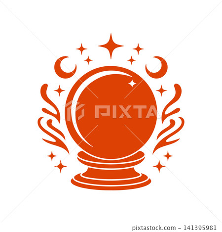 Magical Halloween Crystal Ball Celestial Illustration Magical Halloween Crystal Ball Celestial Illustration 141395981