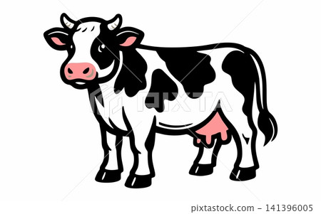 A cute vector illustration of a Holstein dairy cow. A cute vector illustration of a Holstein dairy cow. 141396005