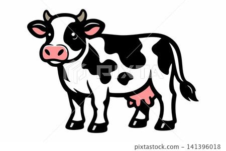 A cute vector illustration of a Holstein dairy cow. A cute vector illustration of a Holstein dairy cow. 141396018