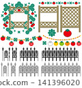 Cute frame and decorative material set featuring tomatoes and gardening. 141396020