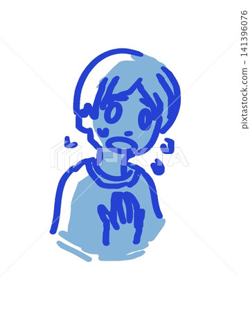 Illustration of a pale, anxious-looking person Illustration of a pale, anxious-looking person 141396076