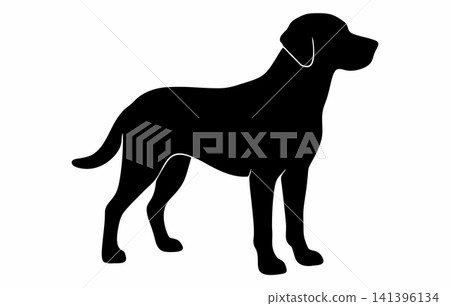 Vector silhouette of a standing dog Vector silhouette of a standing dog 141396134