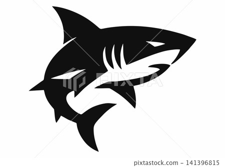 Aggressive tribal-style shark mascot vector 141396815