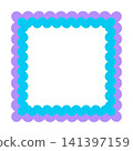 Blue Scalloped Square Border Frame Vector Illustration Decorative Rounded Shape Modern Printable Border Element 141397159