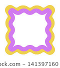 Yellow Purple Wavy Square Frame Vector Illustration Decorative Border Scalloped Rounded Shape Template 141397160