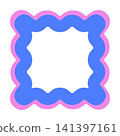Bold Rounded Wave Square Frame Vector Illustration Decorative Scalloped Border Abstract Graphic Shape Element 141397161