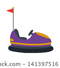 Purple bumper car dodgem ride at amusement park 141397516