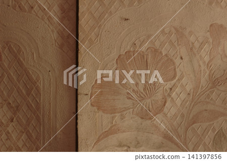 Vintage textured wallpaper with floral pattern close up Vintage textured wallpaper with floral pattern close up 141397856