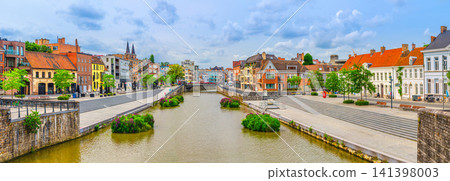 Kortrijk cityscape panoramic view Kortrijk cityscape panoramic view 141398003