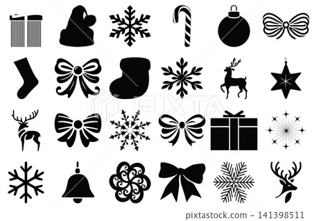 Christmas Holiday icons elements set Christmas Holiday icons elements set 141398511