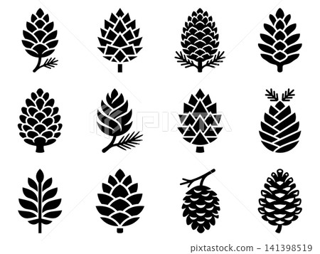 Minimalist pinecone logo vector silhouette 141398519