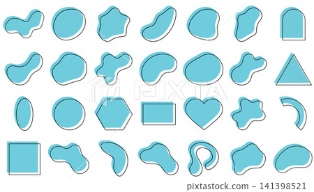 Set of abstract and geometric organic vector shapes with outline 141398521