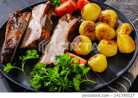 American Diner Roasted Pork Ribs with potatoes American Diner Roasted Pork Ribs with potatoes 141398527