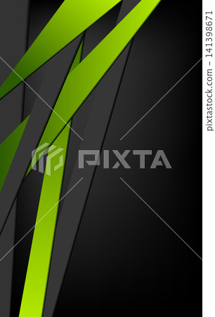 Abstract green and dark geometric vertical banner design with overlapping diagonal stripes Abstract green and dark geometric vertical banner design with overlapping diagonal stripes 141398671