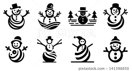 Snowman vector shapes set for Christmas design 141398850