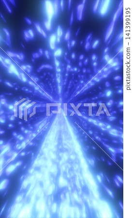 Intense blue energy explosion with glowing plasma waves, motion blur, and futuristic cosmic vortex light. 141399195