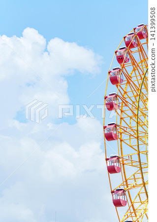 The giant Ferris wheel at Kobe Harborland Mosaic stands out against the refreshing blue sky. The giant Ferris wheel at Kobe Harborland Mosaic stands out against the refreshing blue sky. 141399508