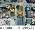 Top-down aerial view of streets, buildings and traffic in Thessaloniki, Greece. 141399524