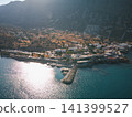 Aerial view of a coastal Plaka village near Elounda in Crete, Greece. 141399527