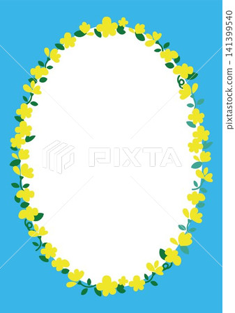 Blue background with yellow flower circular frame background material - A4 size Blue background with yellow flower circular frame background material - A4 size 141399540